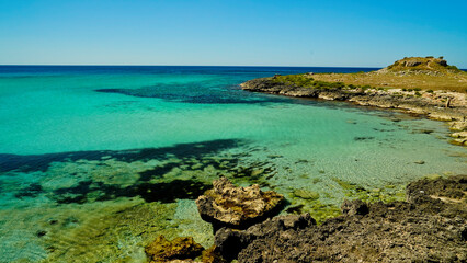 Torre Castiglione, panorama dell'omonima baia dalle acque cristalline, Salento,Lecce,Puglia,Italia
