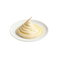Closeup of Creamy Mayonnaise on a White Plate