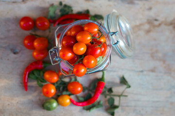 Preserved tomatoes in jar