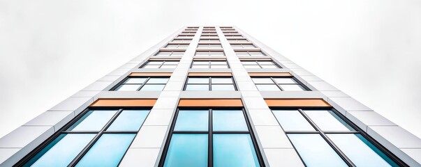 Minimalistic, black and white architectural photograph of a modern skyscraper, contemporary, urban, minimalism, visual geometry :: clean lines, dramatic composition, visual elegance