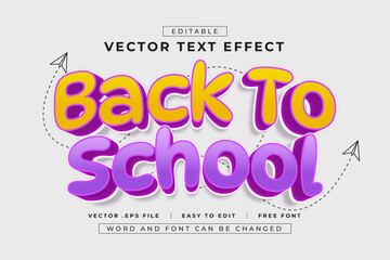 Fototapeta premium Vector editable text effect back to school
