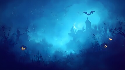 Fototapeta premium Halloween, Haunting, Witches, Ghosts, Haunted, Vampire, Cemetery, Pattern Background, Wallpaper, Cover and Screen for Smartphone, PC, Laptop, 9:16 and 16:9 Format