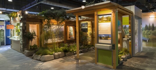 Educational Display at Green Building Expo Showcasing Energy-Efficient Technologies and Materials Models