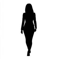 Fototapeta premium Silhouette of a businesswoman walking confidently on a white background
