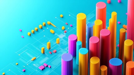Obraz premium Vibrant primary colors enhancing an SEO graph representing successful marketing strategies