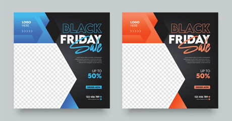Black friday sale social media post template, mobile apps, banners design, Set of black friday sale social media banner.