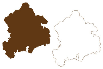 Tuttlingen district (Federal Republic of Germany, rural district, Baden-Wurttemberg State) map vector illustration, scribble sketch Tuttlingen map