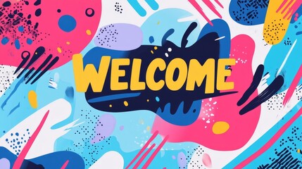 Obraz premium Colorful abstract design featuring a vibrant welcome message with modern typography and minimalism