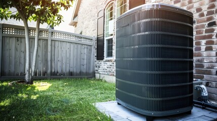 Fototapeta premium Energy Efficient Air Conditioning Unit in a Residential Setting - Sleek Design, Advanced Technology