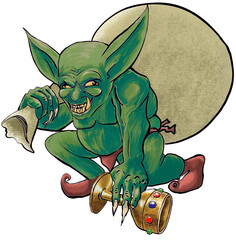 Green Goblin looting treasure illustration