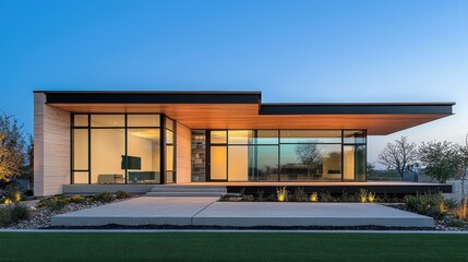 Fototapeta premium Futuristic Single Story Home Construction with State-of-the-Art Materials and Techniques
