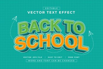 Back To Shool Vector 3D editable text effect