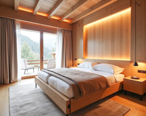 design a modern bedroom in a chalet