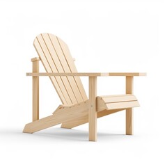 Adirondack lawn chair, outdoor furniture, photorealistic design, wooden classic, isolated on white background.