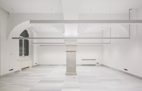 Modern empty office space with stylish lighting