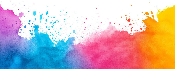 Fototapeta premium Vibrant watercolor splash in pink, blue, and orange colors, ideal for backgrounds, designs, and artistic projects.