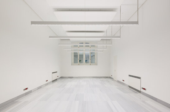 Modern empty office space with bright lighting