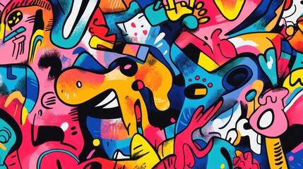 The colorful abstract banner showcases a playful mix of shapes and designs, highlighting bright hues and engaging patterns that captivate the eye