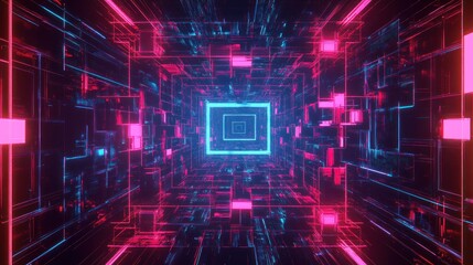 Obraz premium Neon Lights Abstract Tunnel