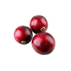 Obraz premium Three Fresh Cranberries Isolated on White Background