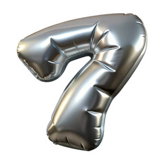 Shiny Gold Foil Number Seven Counter Balloon Isolated on Transparent Background