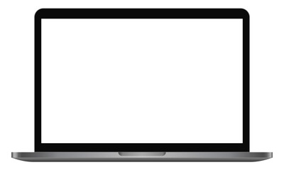 Apple MacBook Pro realistic laptop device blank screen mockup template. Modern computer notebook equipment on white background. UI Presentation showcase vector