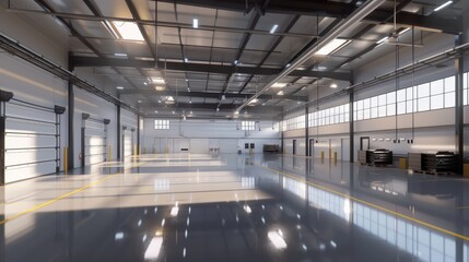 Fototapeta premium Modern Industrial Warehouse with Advanced Energy Management and Automated HVAC Controls