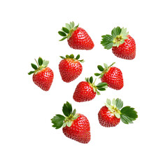 Fresh Red Strawberries Falling Against a Black Background