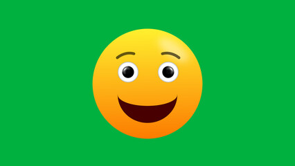 excitement, big eye and happy facial expression emoji on green screen.