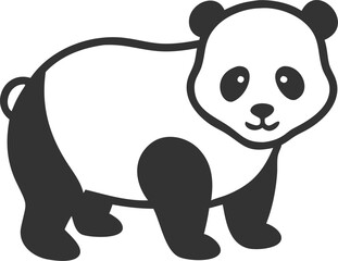 A black and white panda bear standing on a white background