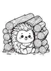 Kid coloring page design hedgehog