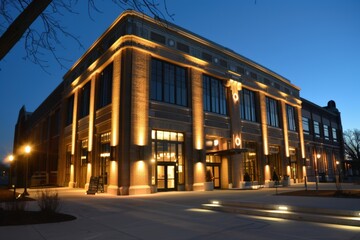 Fototapeta premium Historic Building with Modern Energy Efficient Lighting and Smart Controls for Enhanced Aesthetics and Functionality
