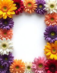 Obraz premium Frame of colorful flowers with copy space on white background
