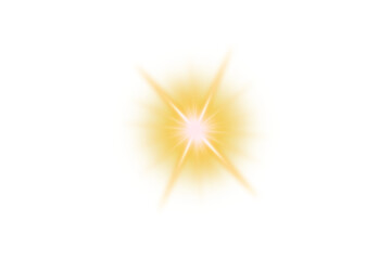 PNG gold star light. Sparkle light effect isolated on transparent background. Glowing light lens flare. Sparkling sun rays. Glow spotlight. Golden starlight with sparkles. Shine flash light