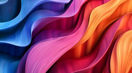 Obraz premium Abstract background with colorful wavy shapes, wood grain, dark brown and orange, light teal and beige, flowing fabric-like style