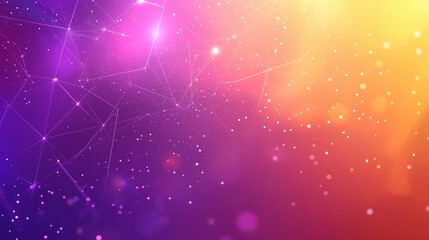 An abstract background featuring geometric shapes with gradients, blending purple, pink, and orange hues, ideal for technology-themed presentations
