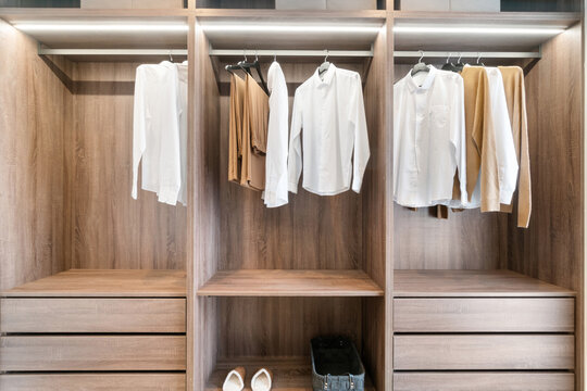 Elegant wooden wardrobe in a luxury Mediterranean villa