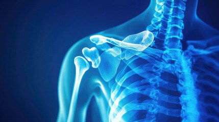 Shoulder muscle pain showing pain, medical treatment, rehabilitation and injury concept. medical use Education and Commerce. the painful point with a red x-ray 