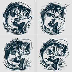 Bass Fishing Svg, Bass Fish Svg, Bass Clipart, Fishing Svg, Bass Vector, Bass Cricut, Bass Cut file, Fish Svg, Fish Hook Svg