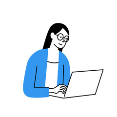 노트북으로 일하는 여성