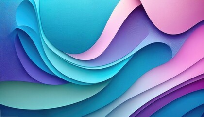 Fototapeta premium Abstract wavy shapes in various shades of blue, pink, and purple, forming a flowing background.