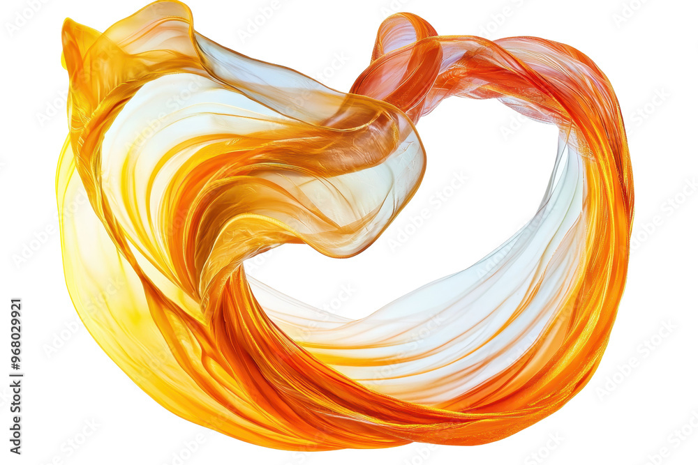 Sticker abstract flowing shapes in bright yellow and orange hues, creating a dynamic and vibrant visual art 
