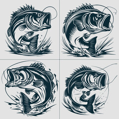 Bass Fishing Svg, Bass Fish Svg, Bass Clipart, Fishing Svg, Bass Vector, Bass Cricut, Bass Cut file, Fish Svg, Fish Hook Svg