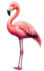 A beautiful flamingo on transparent background