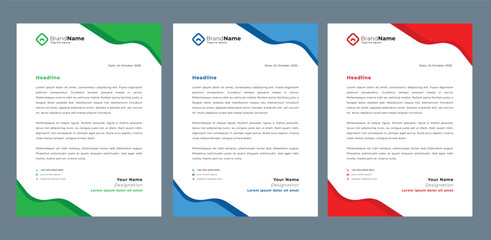 Corporate modern letterhead design template with yellow, blue, green and red color. creative modern letter head design template for your project. Modern Business Letterhead Design Template