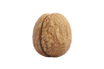 Close-up of a whole walnut isolated on a transparent background. Ideal for health, food, and nature-related designs and concepts.