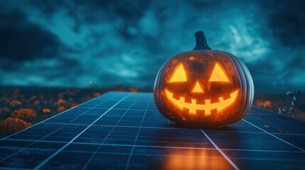 Solar panel halloween professional advertising poster 