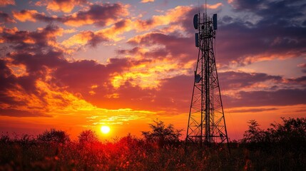 Telecommunication Tower at Sunset