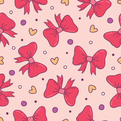 Fototapeta premium Bow Seamless Pattern Bow Coquette Background