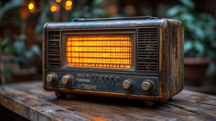 Vintage Radio with Warm Glow